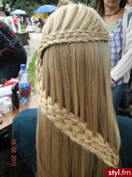 Blond Warkocze Proste Na co dzień Długie Fryzury