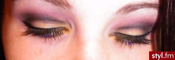 purple, yellow and violet glitter - Wieczorowe Makijaże