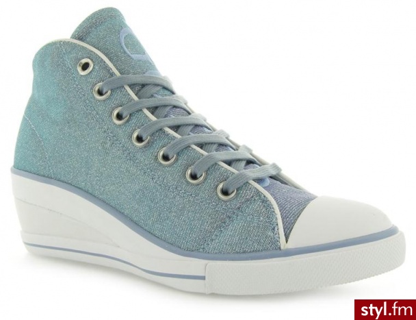Guess TRAMPKI FIONA GLITTER FABRIC ACTIVE LIGHT BLUE - Koturny Buty Moda