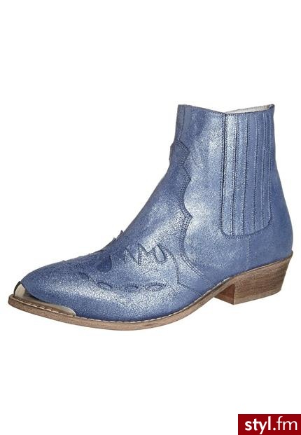 Jonak Botki kowbojki i motocyklowe niebieski - Botki Buty Moda