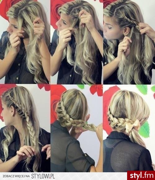 Blond Warkocze Proste Na co dzień Średnie Fryzury