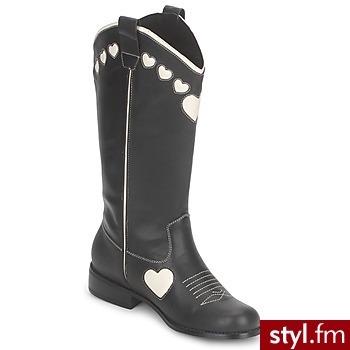 TUK BUTY QUEEN OF HEARTS Black / White - Kozaki Buty Moda
