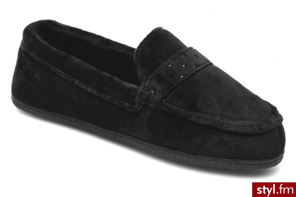 Isotoner Kapcie Mocassin Micro Velours Czarny - Pozostałe Buty Moda