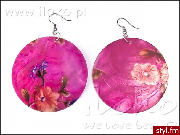 Iloko KOLCzYKI BOHO MASA PERłOWA FUKSJA K1-404 - Kolczyki Biżuteria Moda