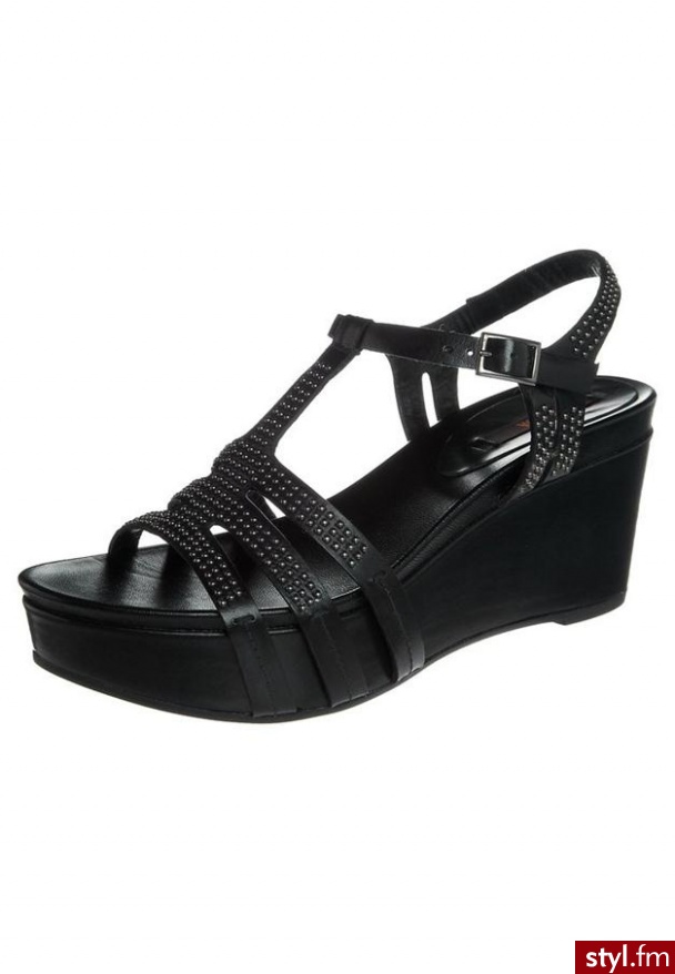 Zinda Sandały na koturnie czarny - Koturny Buty Moda