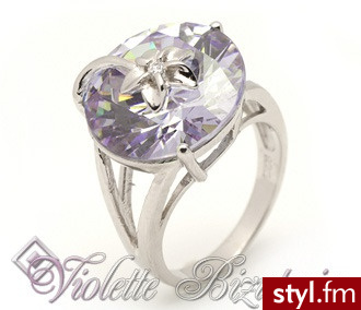 Violette Srebrny pierścionek cyrkonia ametystu 784 - Pierścionki Biżuteria Moda