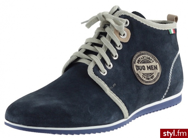 DUO Półbuty 080 Niebieskie (welur) - Półbuty Buty Moda