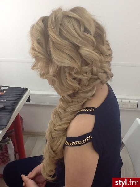 Blond Warkocze Kręcone Ślubne Długie Fryzury