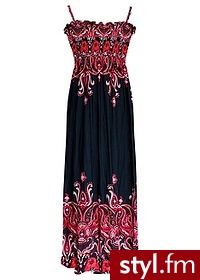 Bonprix Długa sukienka czarny z nadrukiem 939269_851 - Pozostałe Sukienki Moda