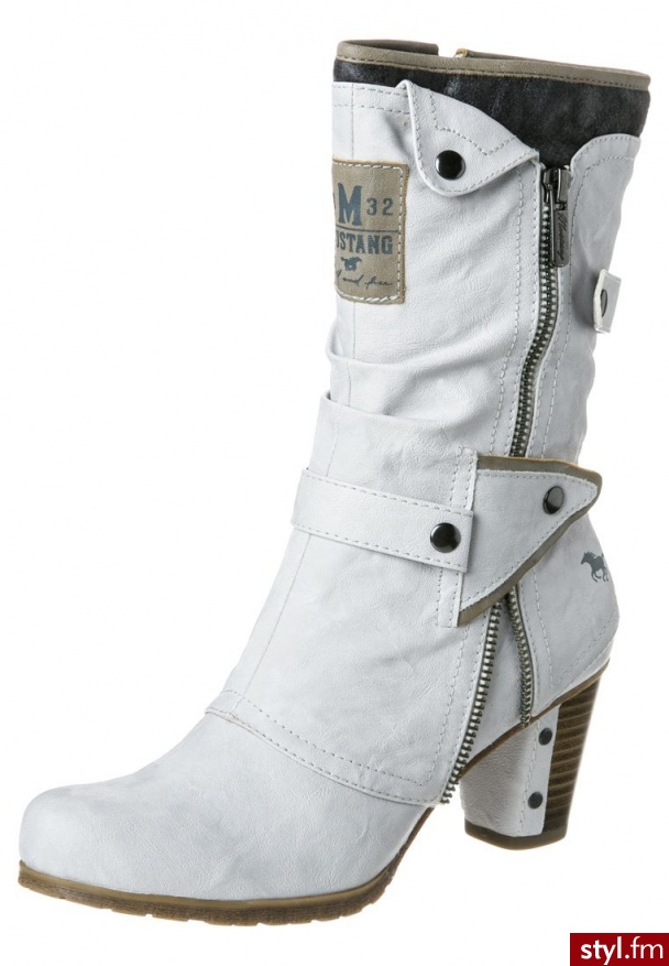 Mustang Botki kowbojki i motocyklowe biały (1102502) - Botki Buty Moda