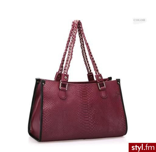 Dimo Skórzana torebka tote z krokodyla burgund (DM112005-02) - Torebki na co dzień Torebki Moda