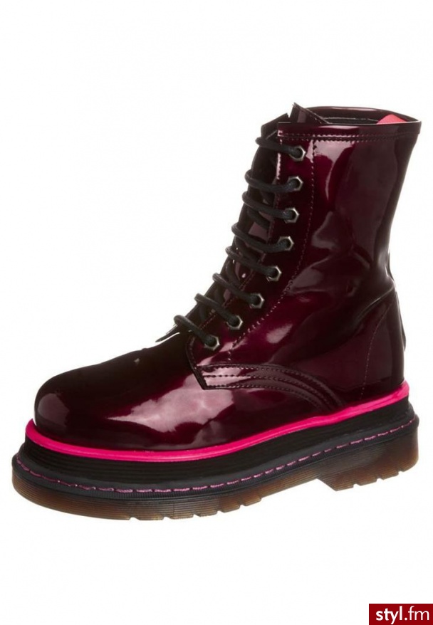 Buffalo Botki sznurowane czerwony (9000-15-2) - Botki Buty Moda