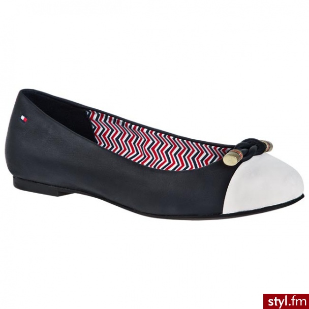 TOMMY HILFIGER Baleriny Anne 1 FW56815143 403 Niebieski / Biały (Midnight / Whisper White) 403 - Balerinki Buty Moda