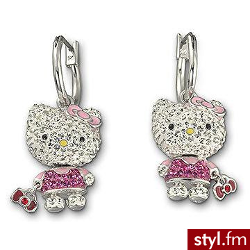Hello Kitty & Swarovski - Kolczyki Biżuteria Moda
