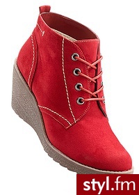 Bonprix Półbuty sznurowane czerwony 965905_24595 - Koturny Buty Moda