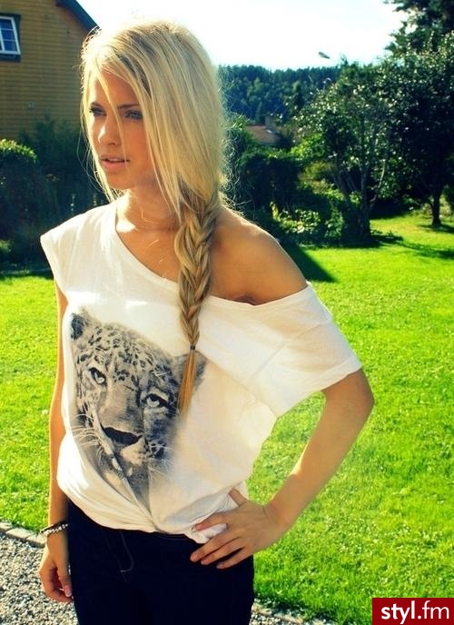 Blond Warkocze Proste Na co dzień Długie Fryzury