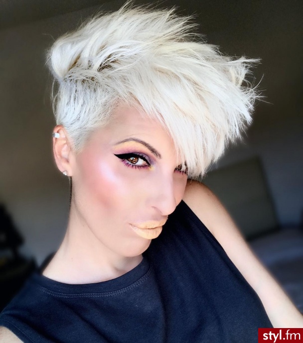 Blond Irokez damski Proste z grzywką Na co dzień Krótkie Fryzury