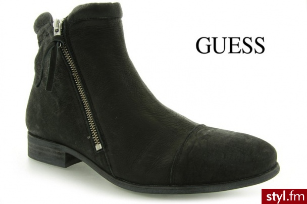 TRZEWIKI GUESS FORTE LEATHER BOOTIE BLACK - Kozaki Buty Moda