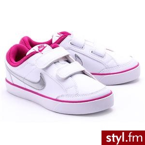 NIKE Capri Ltr - Białe Ekoskórzane Sportowe Dziecięce - 579952 100 - Białe - Sportowe Buty Moda