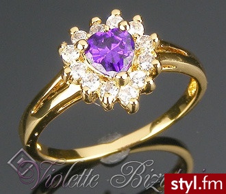 Violette Pozłacany pierścionek serce Ametyst 20K 011 - Ametyst R011 - Pierścionki Biżuteria Moda
