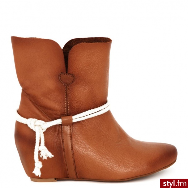 Venezia BOTKI NA KOTURNIE 940 SAV COGNA - Botki Buty Moda