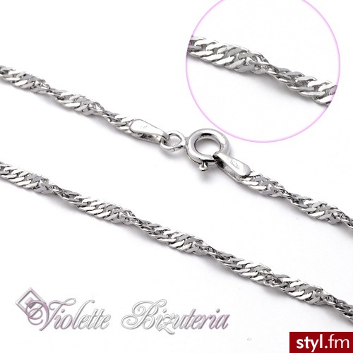 Violette  Srebrny Łańcuszek Singapur dł.50cm nr.kat3953 - Łańcuszki Biżuteria Moda