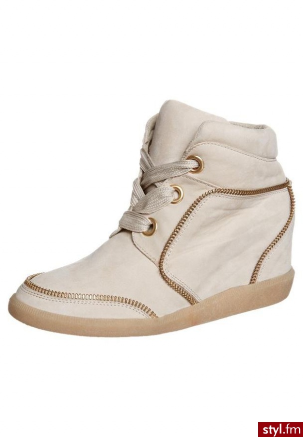 Zign Botki sznurowane beżowy - Botki Buty Moda
