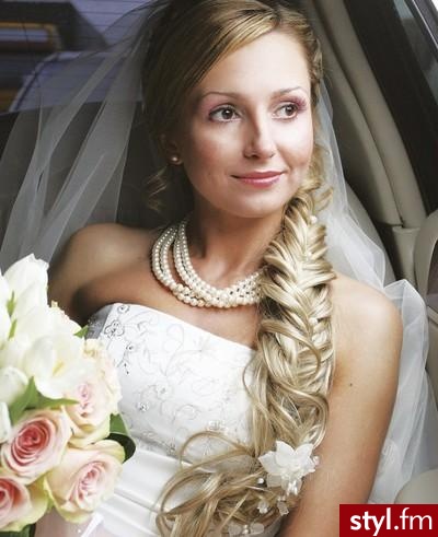 Blond Rozpuszczone Proste Ślubne Długie Fryzury