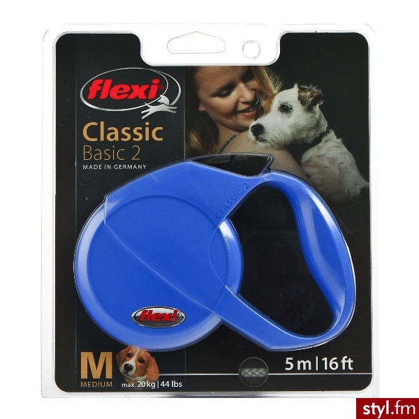 FLEXI 5m do 20kg Classic M linka niebieska smycz automatyczna - Psy Zwierzaki