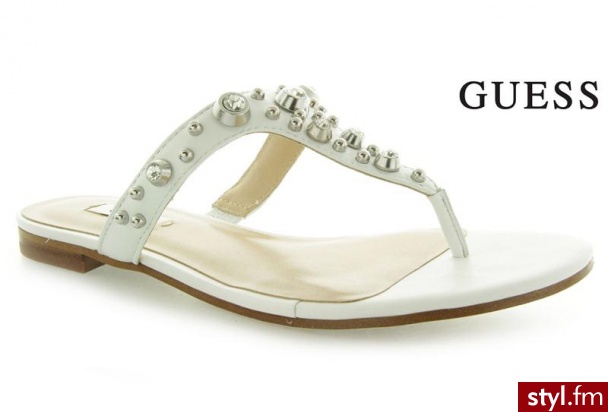 GUESS GROGAN THONG INFRADITO LEATH WHITE - Klapki Buty Moda
