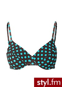 Bonprix Biustonosz bikini ciemnobrązowo-morski w kropki 979216_3925 - Na plażę Bielizna Moda