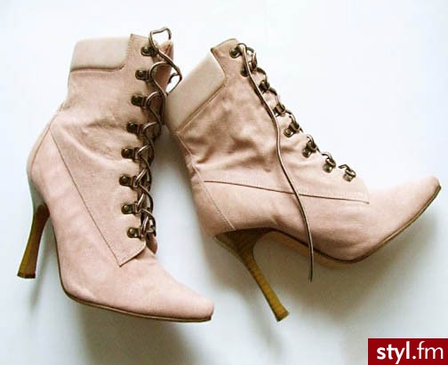 botki sznurowane w stylu retro - Botki Buty Moda
