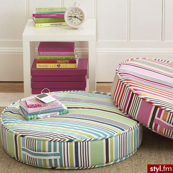 Wielkie okrągłe poduszki do siedzenia na podłodze w kolorowe paski ceny od 19.99$ - 22.99$ - Gadżety Inne Moda