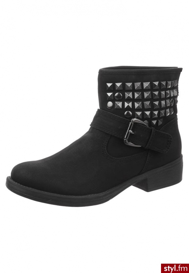 Even&Odd Botki kowbojki i motocyklowe czarny - Botki Buty Moda