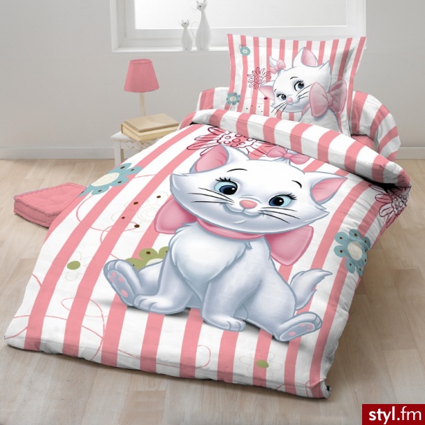 Diseny Pościel Marie Cat Kotka Paski 140X200 Różowa Kot Kotek - Paski Dodatki Moda