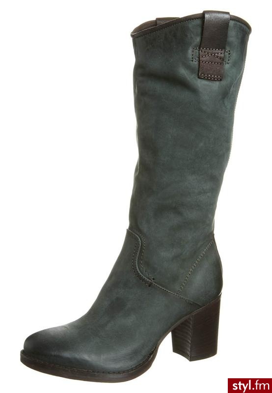 Zign Kozaki  zielony - Kozaki Buty Moda