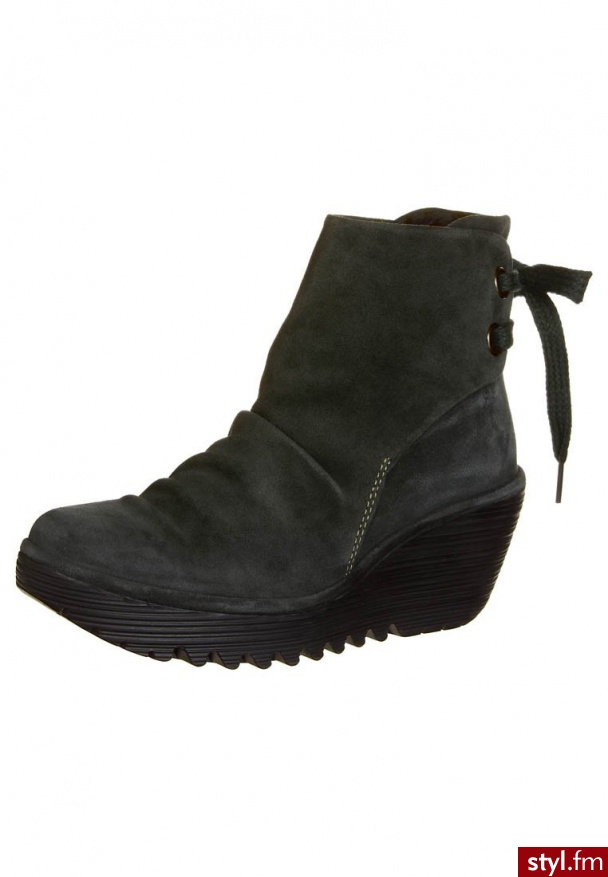 Fly London YAMA Botki na koturnie zielony (P500326) - Koturny Buty Moda