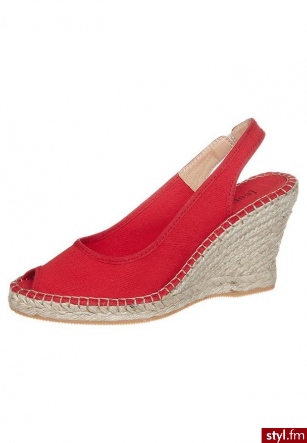 Espadrij NICE Szpilki Peep Toe czerwony - Szpilki Buty Moda