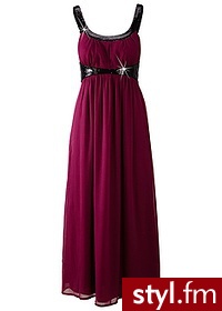 Bonprix Długa sukienka szyfonowa jeżynowy 911468_17221 - Pozostałe Sukienki Moda