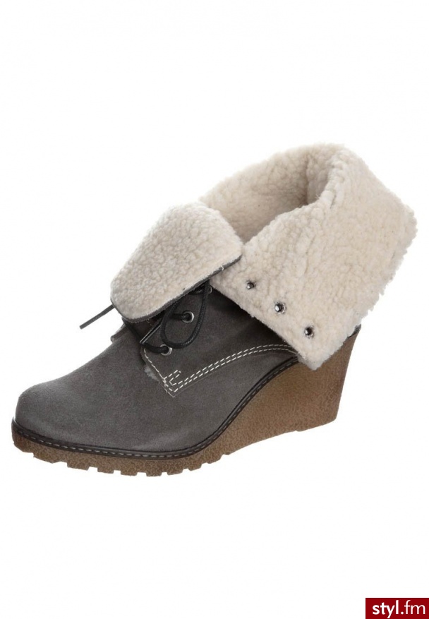 Shoot Botki sznurowane szary - Botki Buty Moda