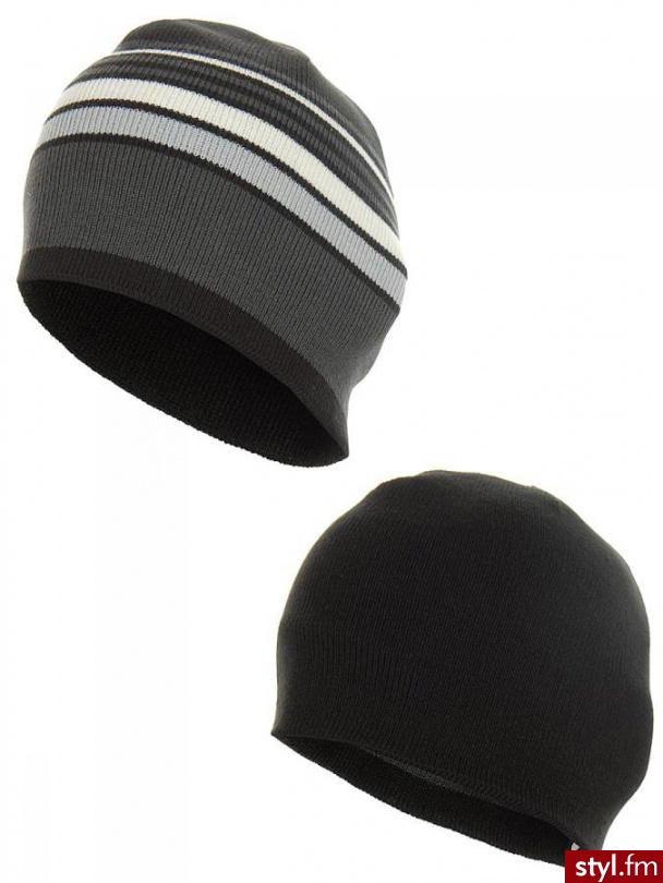 Nike CzAPKA BEANIE-STRIPE REVERSIBLE (czarno-szary) - Nakrycia głowy Dodatki Moda
