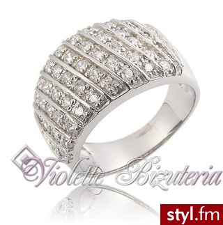 Violette Srebrna obrączka z diamentowymi cyrkoniami R615 - Pierścionki Biżuteria Moda