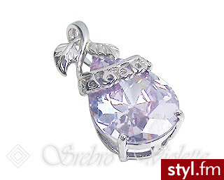 Violette zawieszka srebrna - fioletowa cyrkonia B0529p - Wisiorki Biżuteria Moda