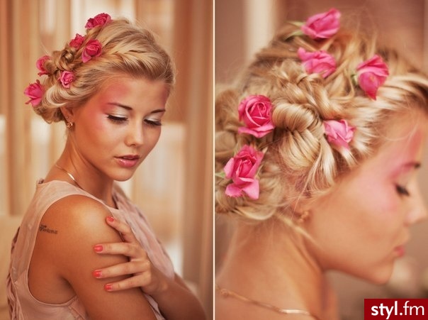Piękna wiosenna fryzura - Blond Upięcie Proste Wieczorowe Długie Fryzury