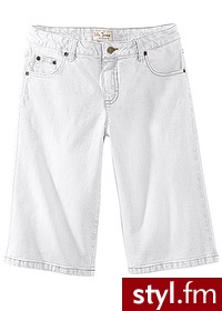 Bonprix Bermudy dżinsowe ze stretchem biały 930585_13222 - Szorty Spodnie Moda