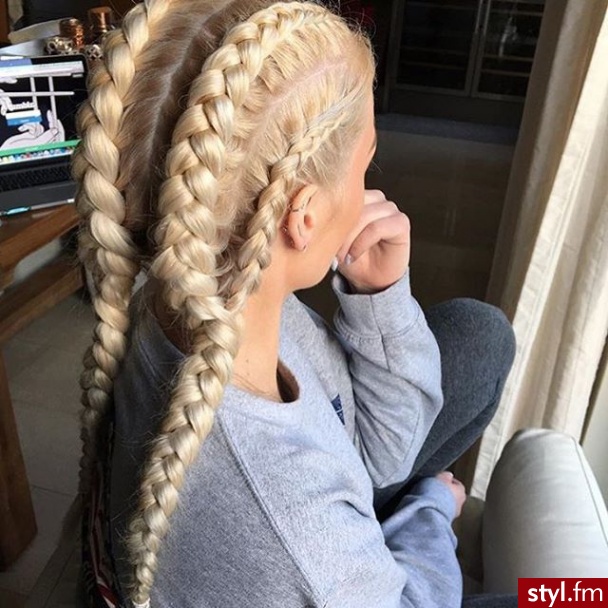 Blond Warkocze Proste Na co dzień Długie Fryzury