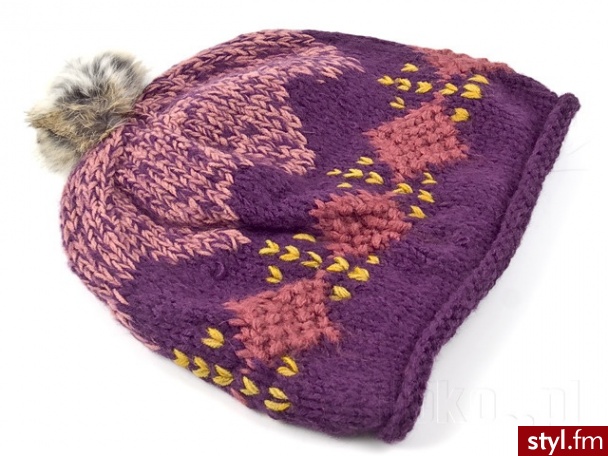 CZAPKA Z POMPONEM Z FUTERKA FIOLET - Nakrycia głowy Dodatki Moda