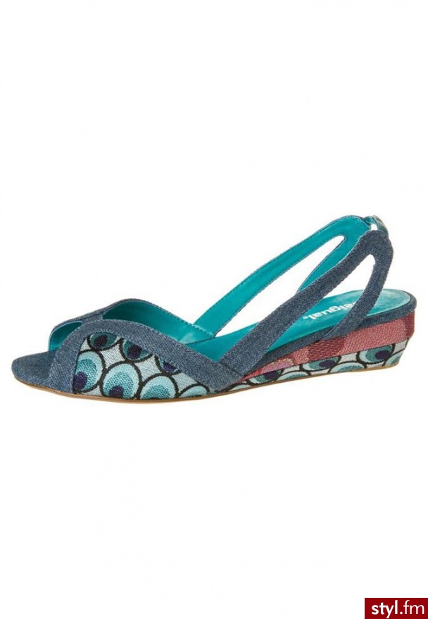 Desigual ROSE Sandały na koturnie niebieski - Koturny Buty Moda