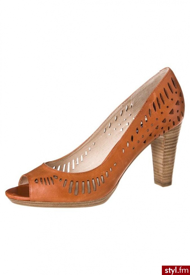 Bronx Szpilki Peep Toe brązowy - Szpilki Buty Moda