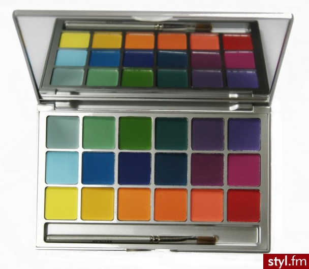 KRYOLAN Paleta 18 cieni do powiek KOLORY FASHION MATOWE + pędzelek - Dzienne Makijaże